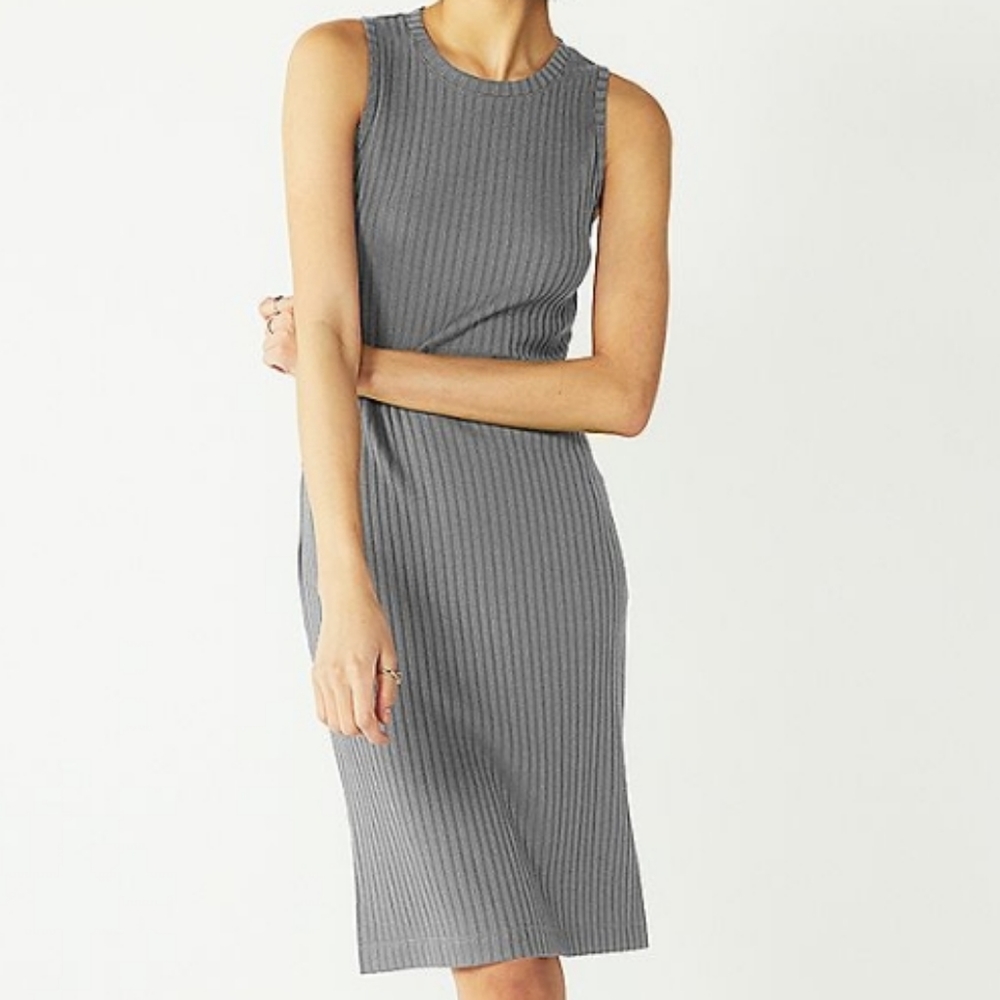 Nine West ribbed crewneck knit dress Light Gray
